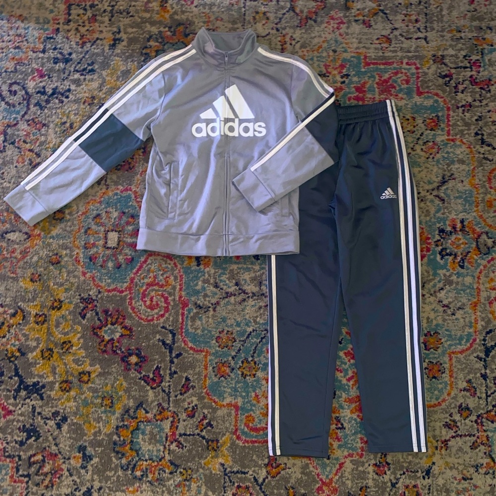Adidas Stripe Full Zip Jogger Track Suit Set Sz. 10-12